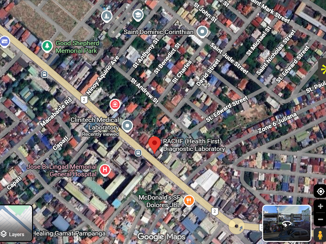 Map of RACHF Diagnostic Laboratory